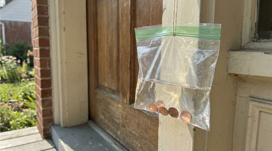 Hang a Bag of Water with Pennies In It