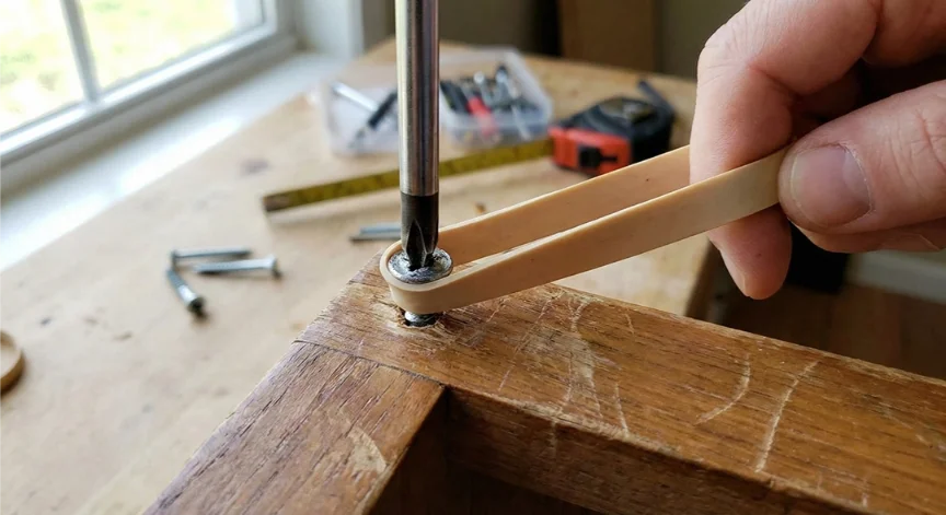 Press a Rubber Band Into a Stripped Screw