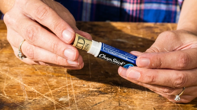 Stash Cash Inside an Empty Lip Balm Tube