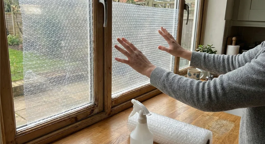 Stick Bubble Wrap on Your Windows